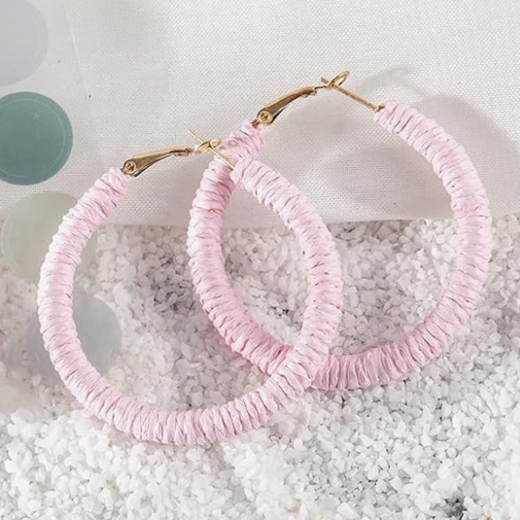 Woven Pink Statement Earrings